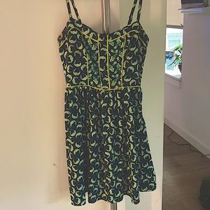 LC Lauren Conrad Dark Teal Floral Sundress